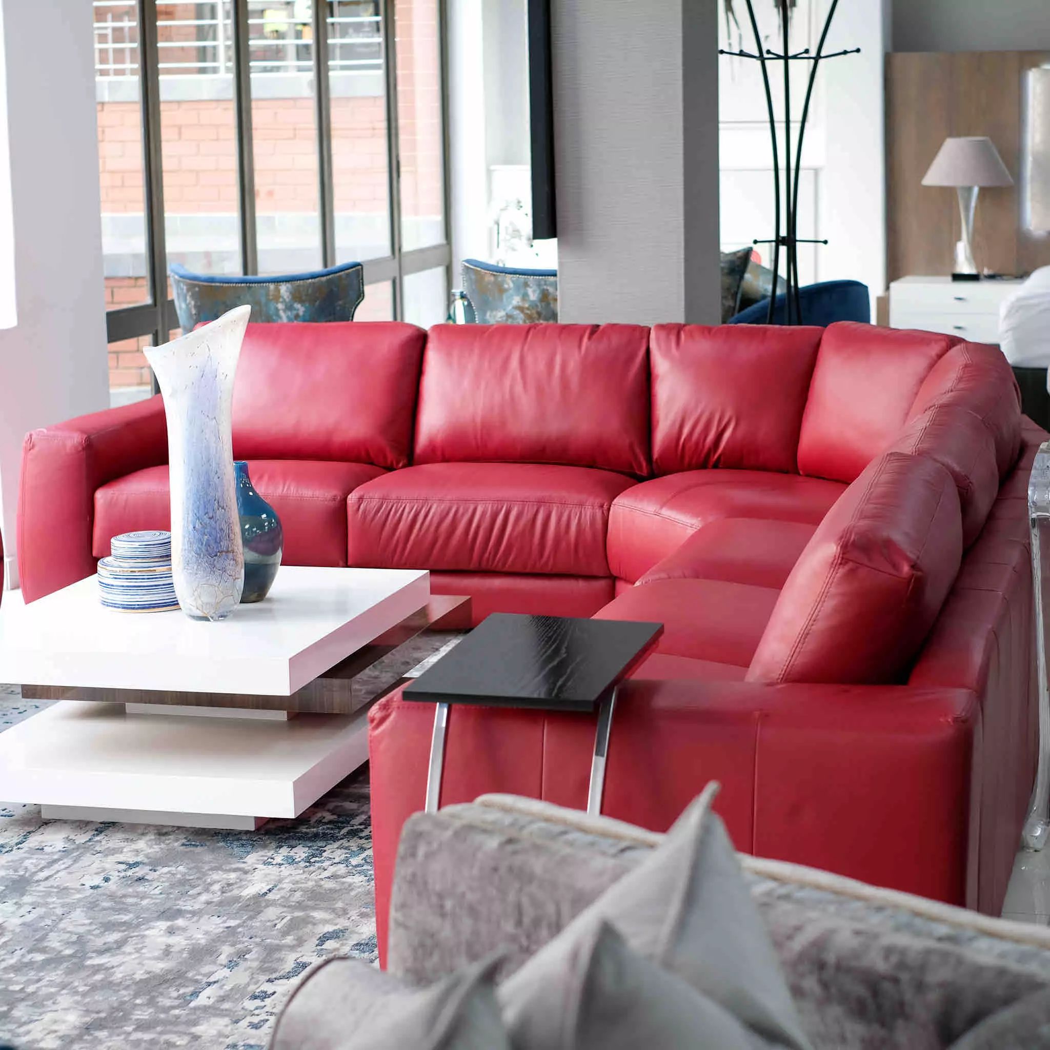 Red Parma Corner Suite Lounge Full Leather